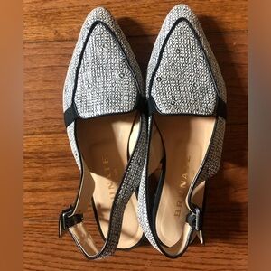 ❤️Brunate Black and White Slingback Sandals Shoes Leather Made in Italy EUR 37.5